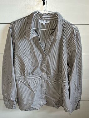 Michel Brown and White Striped Button-Down Shirt